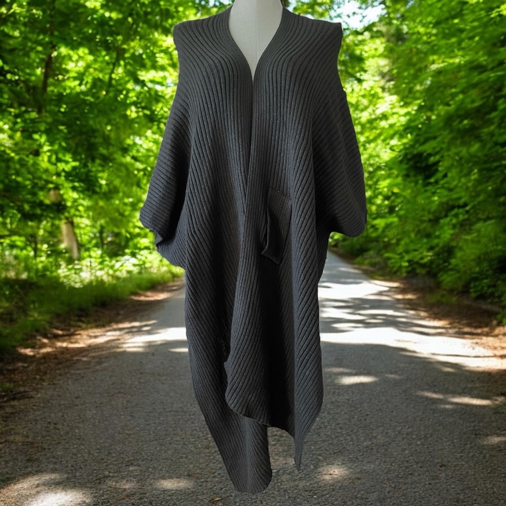 ▪️Black Knit Cardigan | Poncho | Cape | Long Wrap | Cozy | Beautiful & Warm▪️